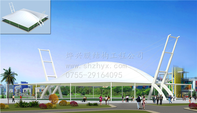 【膜结构免费设计】广东体育馆网球场膜结构