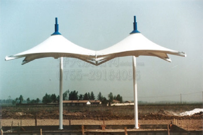 【小伞雨棚制作】两连帽小伞景观膜结构厂家定制